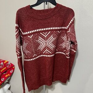 Maurices Burgundy Snowflake Sweater